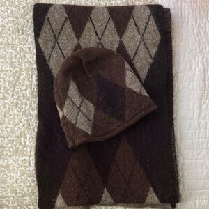 Zara Argyle Knit Scarf and Hat Set